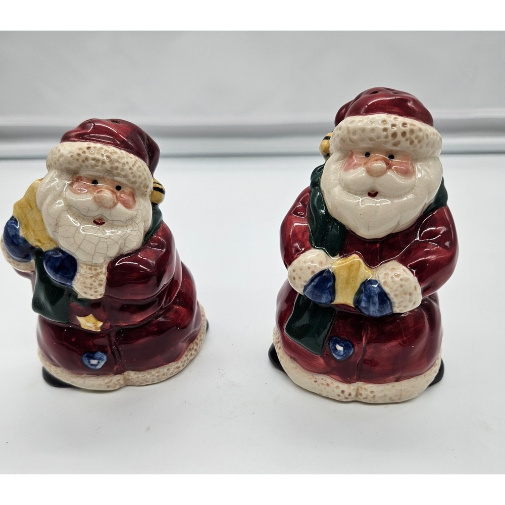 Ganz Santa Claus Salt‎ and Pepper Shakers Ceramic Christmas Holiday Decor